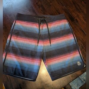 Travis Mathew Men's 34 Multicolor Striped Board Shorts
